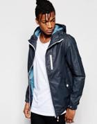 Pull & Bear Lightweight Jacket With Hood In Navy - Navy Blue
