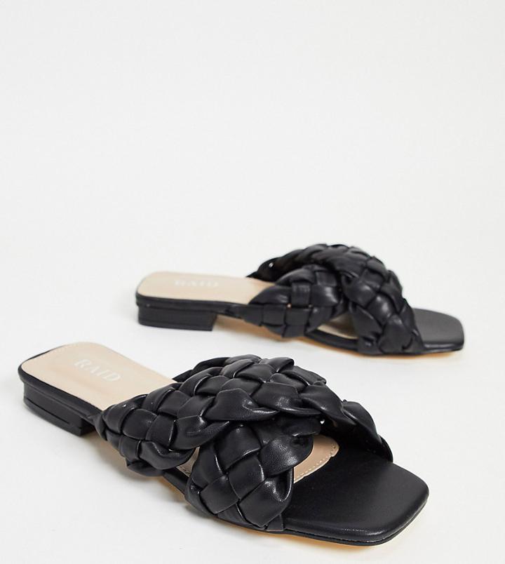 Raid Wide Fit Destiny Braided Slide Sandals In Black