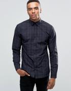 Jack & Jones Premium Long Sleeve Slim Smart Shirt In Check - Navy