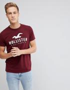 Hollister Large Logo T-shirt In Burgundy - Red