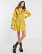 Lola May Smock Dress With Cuff Sleeves-yellow
