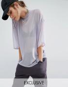 Bones Sheer Mesh Oversized Boxy T-shirt - Purple