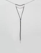 Ashiana Multi Layered Bolo Tie Necklace - Silver