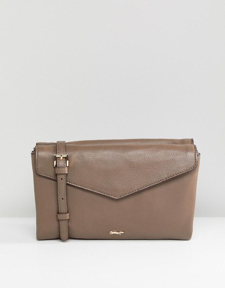 Paul Costelloe Real Leather Envelope Shape Cross Body Bag - Brown