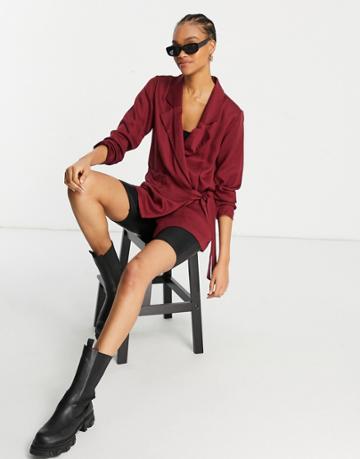 Native Youth Wrap Jacket In Burgundy-red