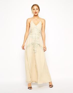 Asos Lace Insert Maxi Dress - Cream