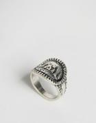 Nylon Elephant Engraved Ring - Burnished Silver