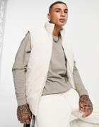 Asos Design Cord Vest In Ecru-white