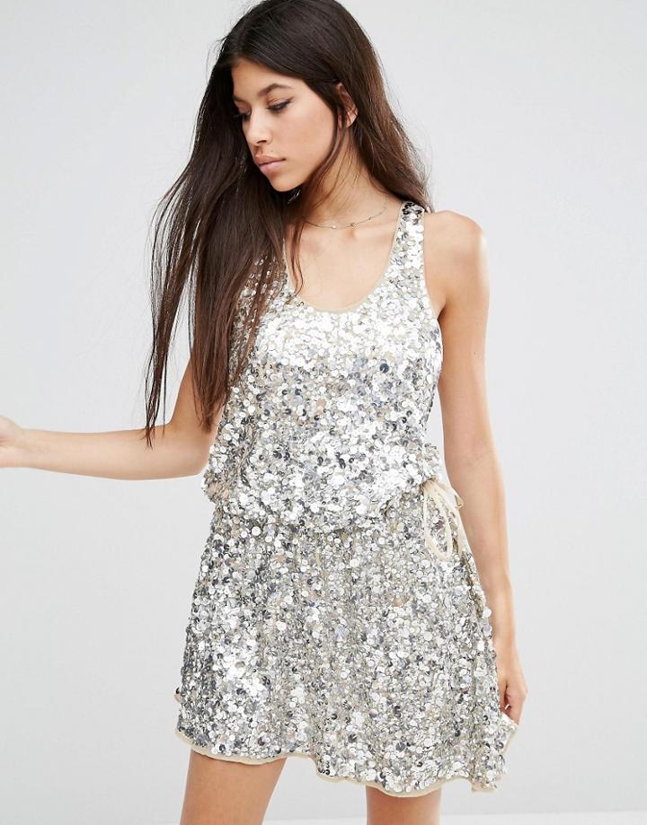 Walter Baker Anita All Over Sequin Mini Dress - Silver