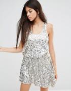 Walter Baker Anita All Over Sequin Mini Dress - Silver