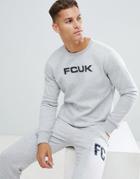 French Connection Fcuk Logo Crew Neck Sweater-gray
