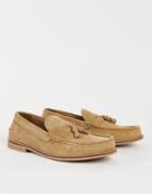 Asos Design Tassel Loafers In Beige Suede With Natural Sole-neutral