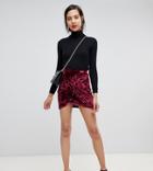 Asos Design Tall Velvet Mini Wrap Skirt - Red