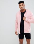 Asos Design Zip Up Hoodie In Pink - Pink