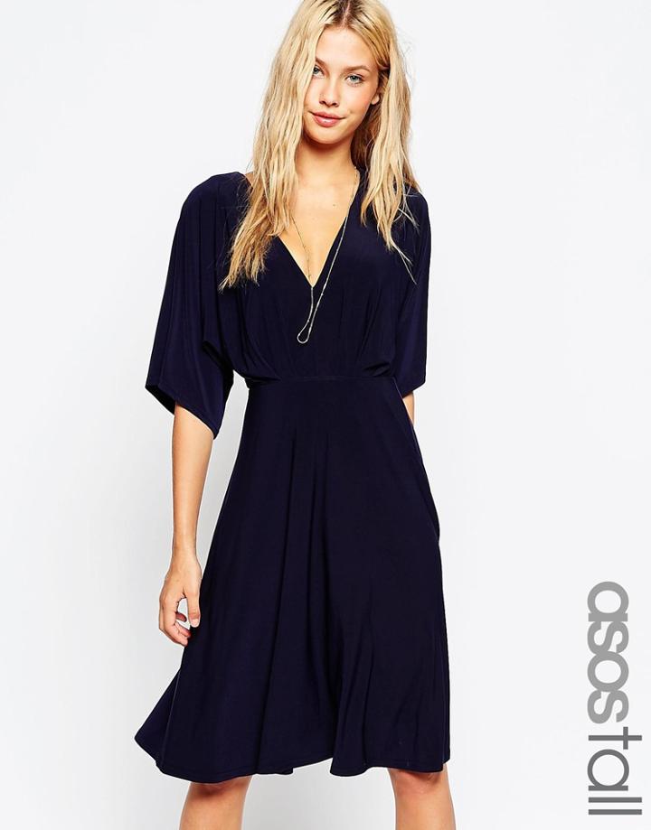Asos Tall Kimono Plunge Midi Dress - Navy $28.00