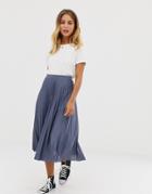 Asos Design Pleated Midi Skirt In Jersey Crepe - Multi