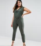 Club L Plus Jumpsuit With Cowl Neck - Green