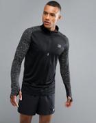 Jack & Jones Tech 1/2 Zip Running Top With Contrast Raglan Sleeves In Tech Dry Fabric - Black