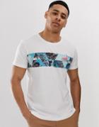 Esprit T-shirt With Tropical Chest Print-white