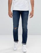 Troy Skinny Ripped Knee Jeans - Blue