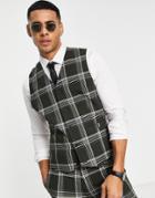 Asos Design Super Skinny Mix And Match Green Check Vest