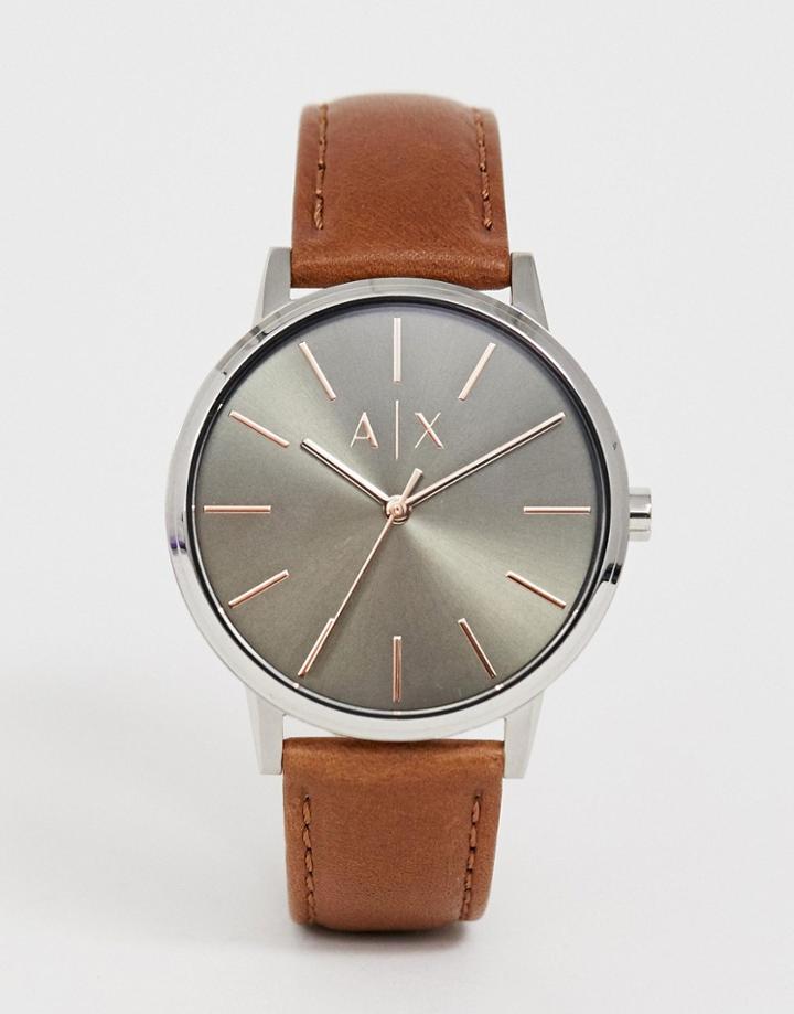 Armani Exchange Ax2708 Cayde Leather Watch 42mm - Brown