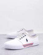Polo Ralph Lauren Faxon Canvas Sneakers In White With Pony Logo
