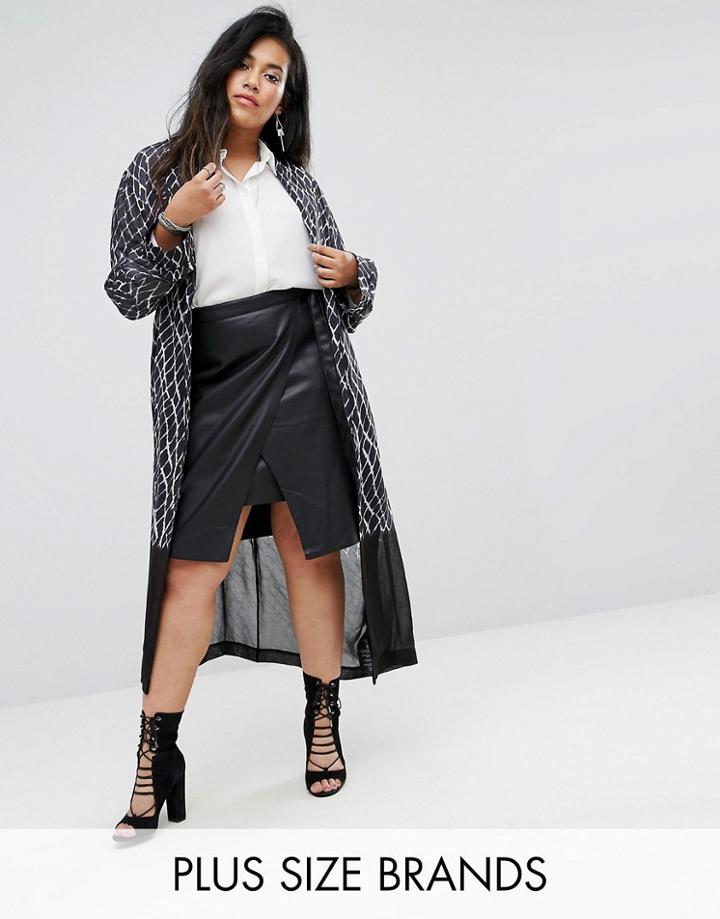 Religion Plusmaxi Duster Jacket In Criss Cross - Multi