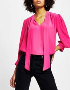 River Island Pussybow Blouse In Bright Pink