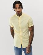 Asos Design Skinny Fit Grandad Collar Shirt In Yellow