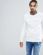 Asos Longline Long Sleeve T-shirt With Pocket In White - White