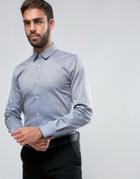 Hugo By Hugo Boss Efin Stretch Shirt Extra Slim Skinny Fit Microdot Weave - Navy