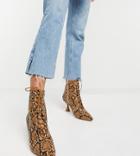 Asos Design Wide Fit Ricky Pointed Toe Lace Up Boot In Snake-multi
