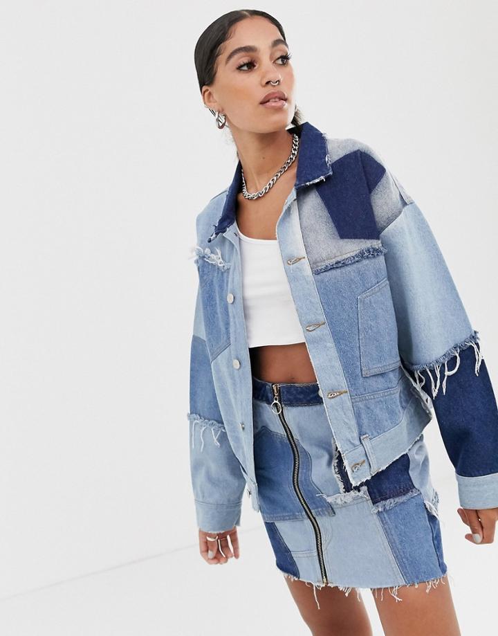 Signature 8 Patchwork Denim Jacket-blue