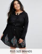 Diya Skater Dress With Embroidred Hem - Black