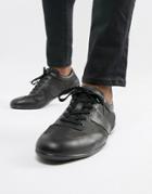 Emporio Armani City Leather & Nylon Mesh Sneakers In Black - Black