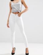 Asos Ridley High Waist Skinny Jeans In Optic White - White