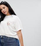 Daisy Street Plus Relaxed T Shirt With Merci French Bulldog Graphic - White