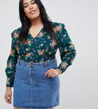 Influence Plus Floral Blouse - Green