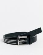 River Island Slim Studded Belt In Black