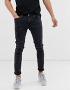 River Island Super Skinny Biker Jeans In Black - Black