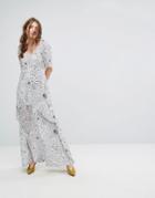 Lily And Lionel Tiered Maxi Dress In Celestial Print - White