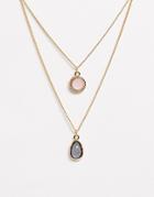 Designb London Multipack Two Single Gem Stone Layering Necklaces-gold