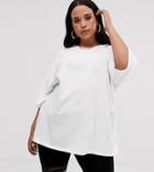 Asos Design Curve Super Oversized T-shirt With Seam Detail In White - White
