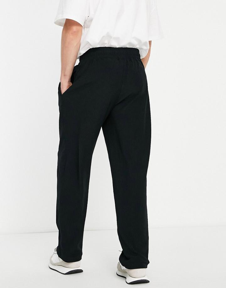 Topman Straight Leg Corduroy Joggers In Black