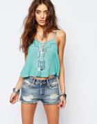 Kiss The Sky Festival Crop Top With Embroidery - Capri Top