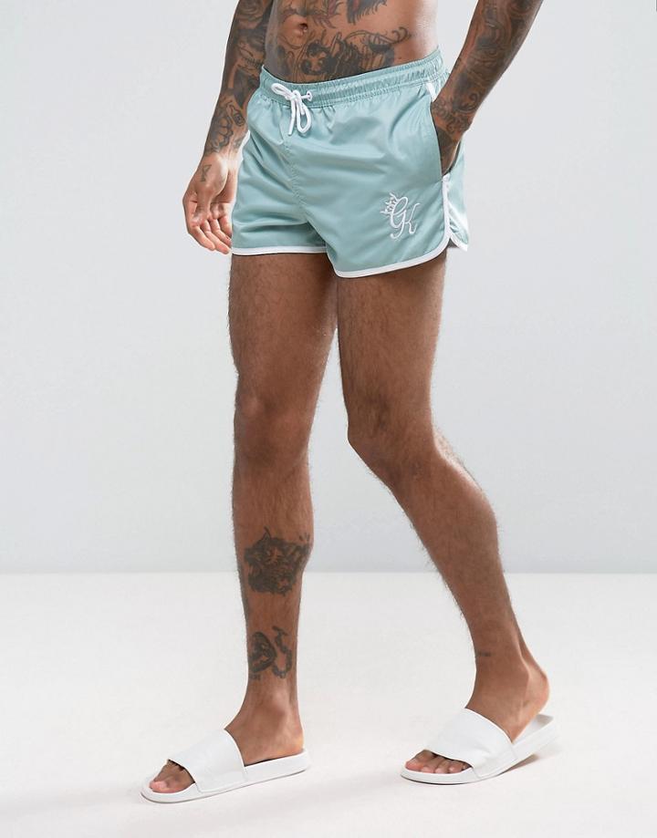 Gym King Runner Swim Shorts In Super Short Length - Blue