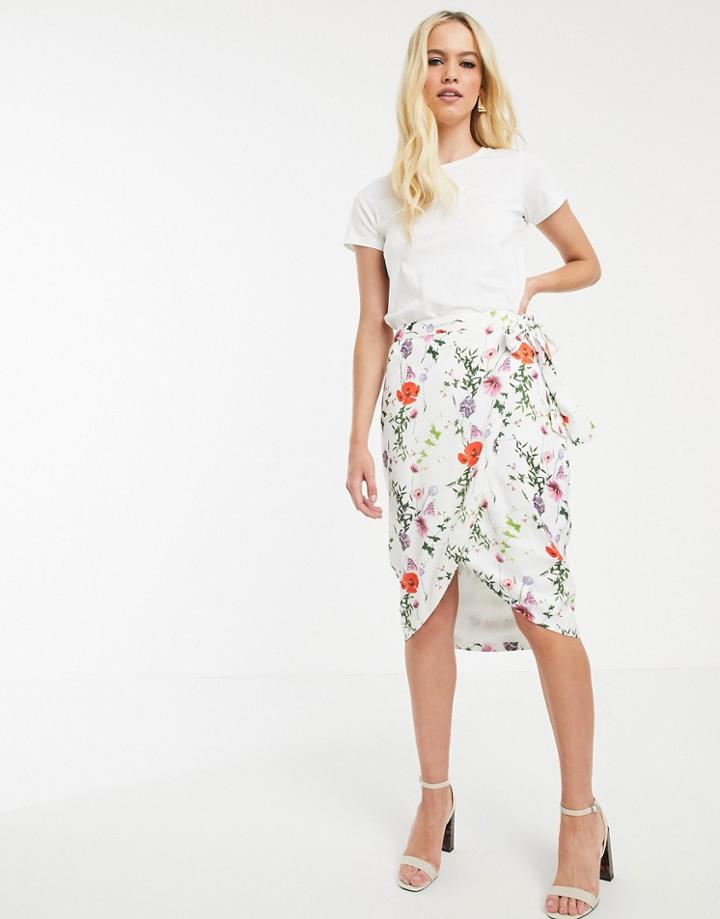 Ted Baker Camiila Midi Wrap Skirt In Hedgerow Floral-multi