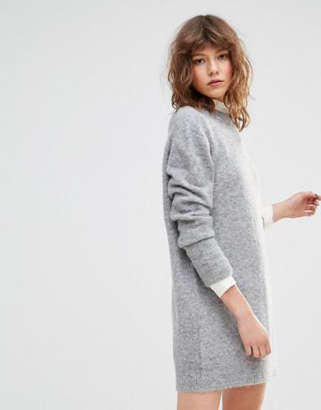 Samsoe & Samsoe Nor O Knitted Gray Sweater Dress - Gray