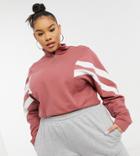 Influence Plus Stripe Half Zip Sweater Set In Dusky Pink